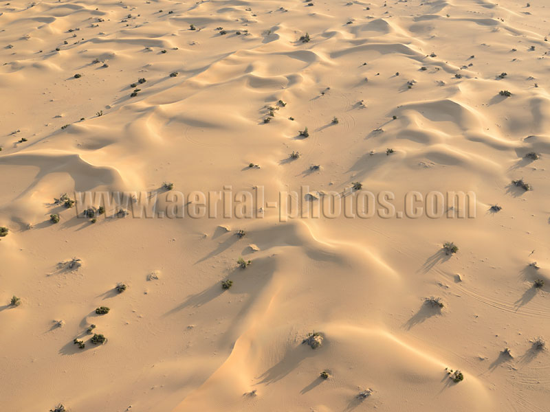 AERIAL PHOTO Sand Dunes in the Arabian Desert, Dubai, United Arab Emirates, UAE.
