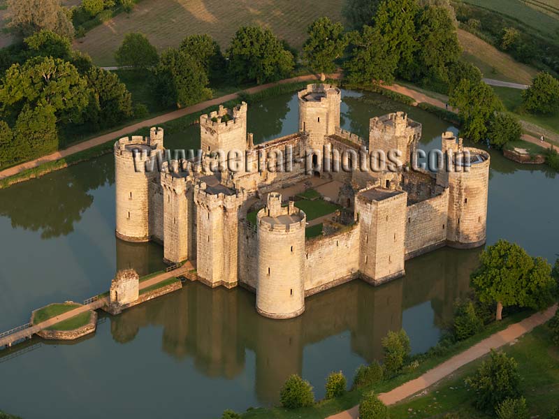 Aerial view, Bodiam Castle, East Sussex, England, Great Britain, United Kingdom.