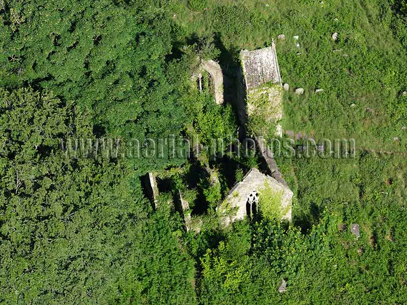 Aerial view, St-Mary Church, Tintern, Wales, United Kingdom.