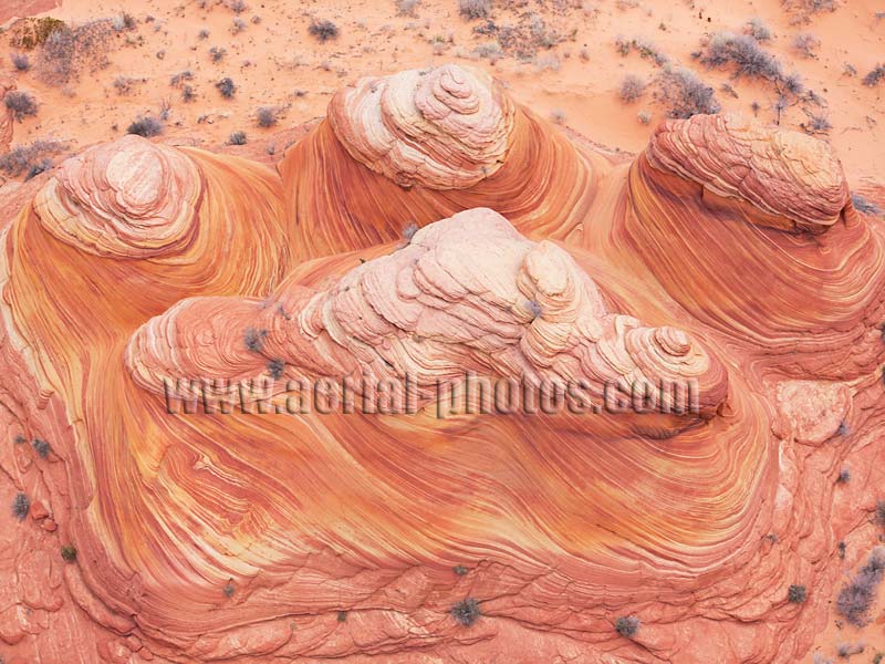 Aerial view of a sandstone mound, Coyote Buttes, Arizona, USA.