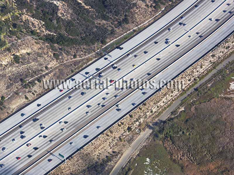 AERIAL VIEW photo of highway 5 and 56. San Diego, California, United States.