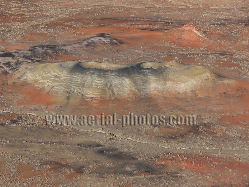 Aerial view of badlands, Bisti De-Na-Zin Wilderness, New Mexico, USA.