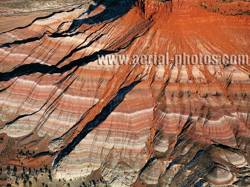 AERIAL VIEW photo of colorful strata, Paria, Grand Staircase-Escalante National Monument, Utah, United States.