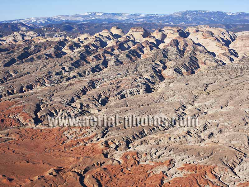 AERIAL VIEW photo of badlands, Capitol Reef National Park, Utah, United States.