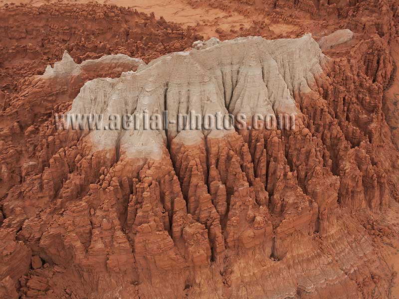 AERIAL VIEW photo of a bicolored butte, San Rafael Swell, Utah, United States.