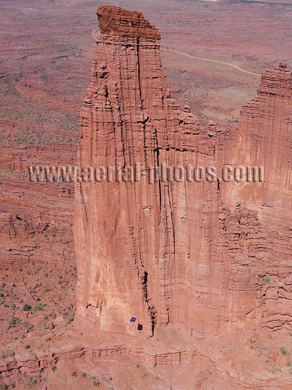 Aerial view of base jumping, Fisher Tower, Utah, USA.