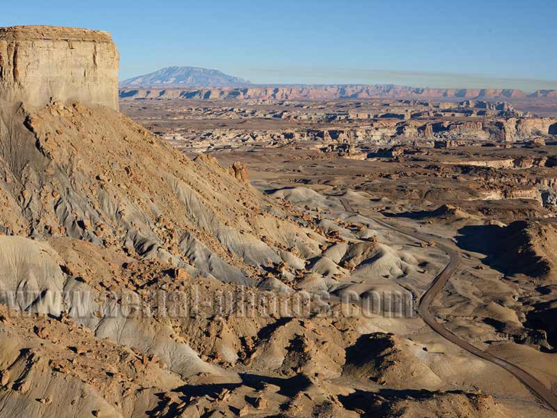 Aerial view of badlands in Big Water, Utah, USA.