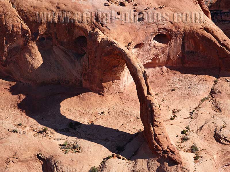 Aerial view of Corona Arch near Moab, Utah, USA.